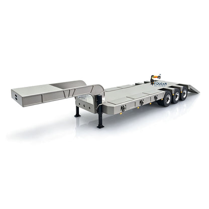 Metal 3Axles Gooseneck Low Flatbed Trailer Manual Support Legs for 1/14 Remote Control Tractor Truck 4151AK RC Lorry Car Model