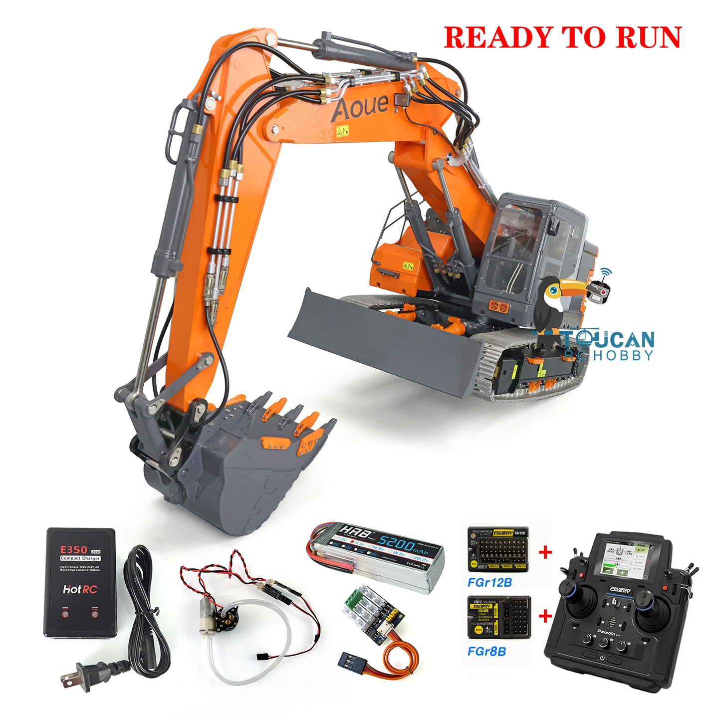 LESU 1/14 Aoue Metal ET26L Painted Assembled RTR Hydraulic Three-section RC Excavator B0012 With PL18EV Transmitter Smoke Function