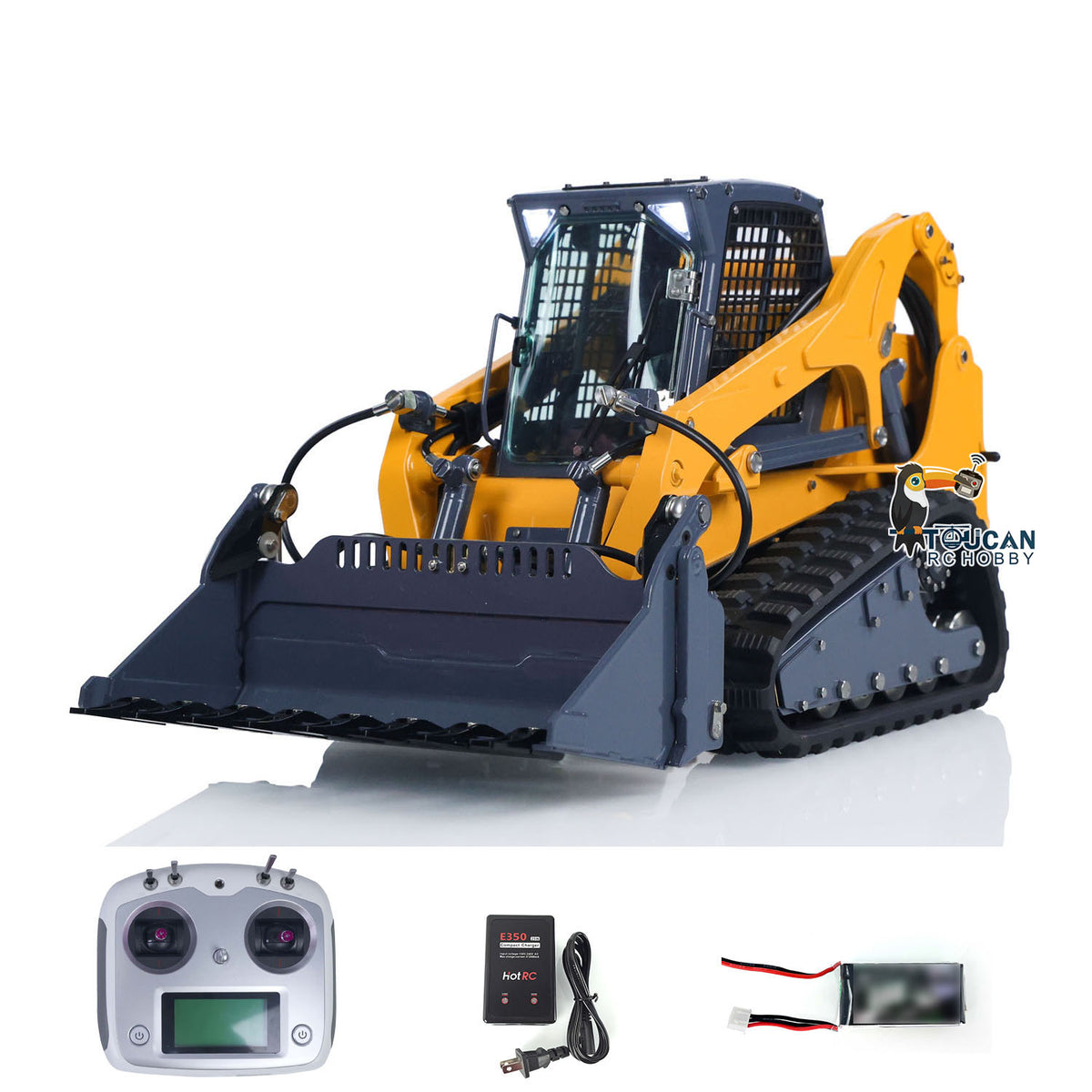 US Stock LESU AoueLT5 1/14 Stainless Steel Hydraulic RC Skid-Steer Loader B0008 with Light Sound System I6S Radio System