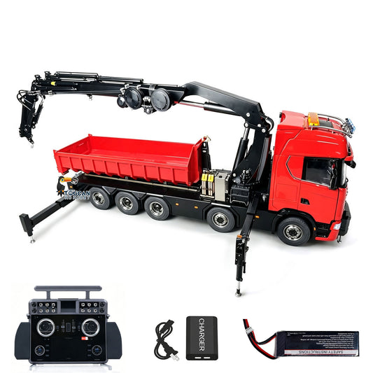 TOUCAN 1/14 RC Hydraulic Crane Truck 770S RTR 10X10 3Speed Metal Dumper Fly Jib Arm Rear Lift Steer Axle Wheel Reduction Diff Lock