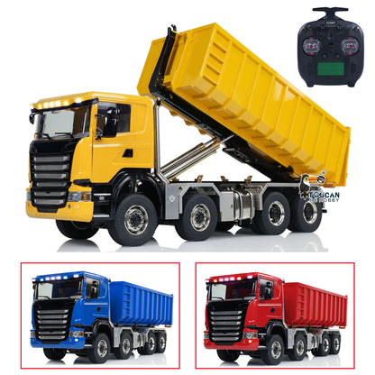 1:14 8x8 RC Hydraulic Dumper Metal Roll-on Full Truck With Trash High Bucket