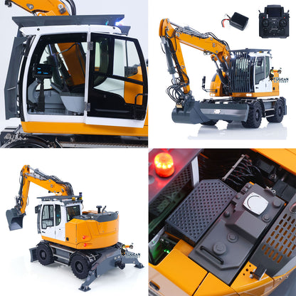 LR914 PRO MAX Metal 4WD 1/14 RC Hydraulic Wheeled Excavator 11-ways Valve RTR Radio Controlled Digger PL18EV Lite Battery Light