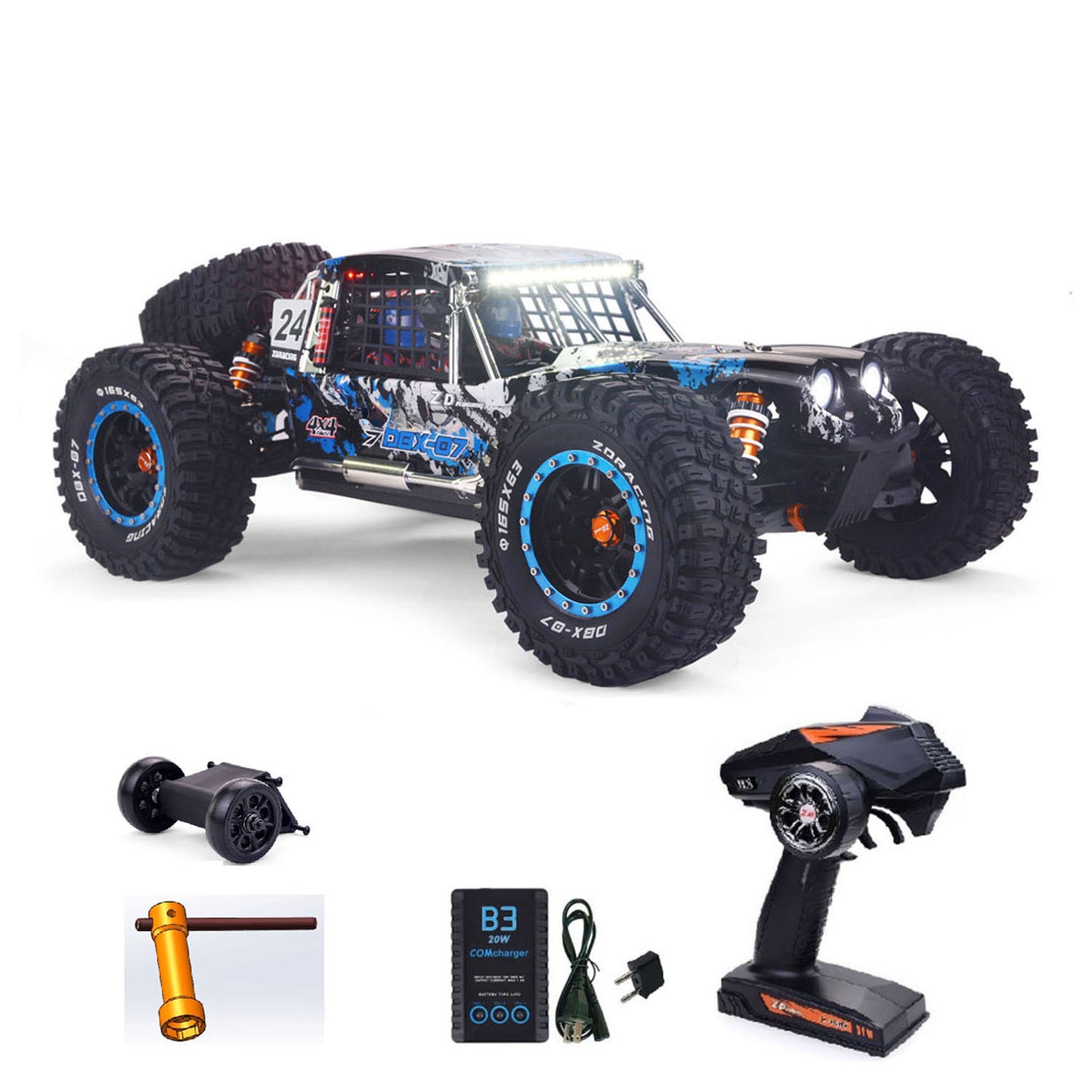 4MM Alloy Chassis ZD Racing 1/7 DBX-07 RC Off Road Car AWD Electric Remote Control Desert Buggy Metal Steering System RTR