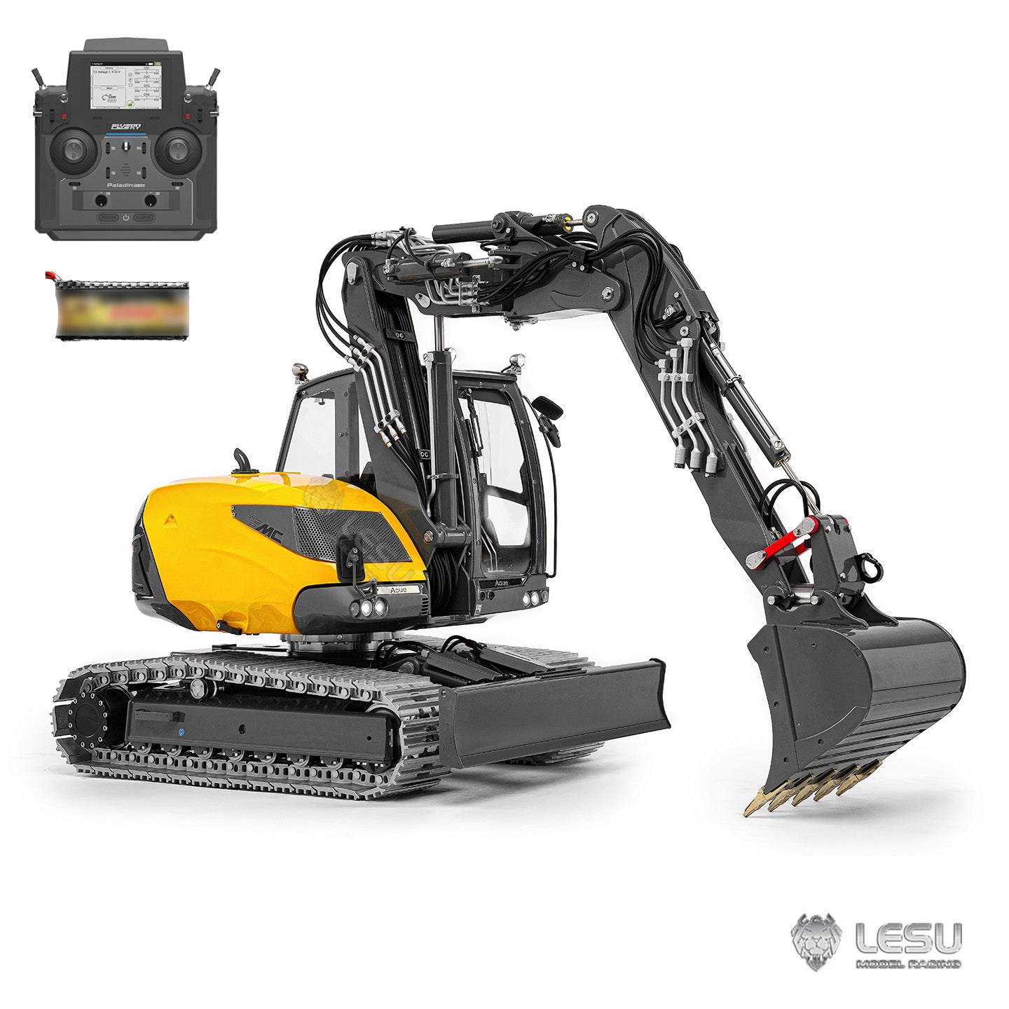 15MC LESU Metal 1/14 Hydraulic RC Excavator MC15 4 Arms Remote Control Digger Model 9 Ways Valve Dual Pumps Light Sound Radio Battery