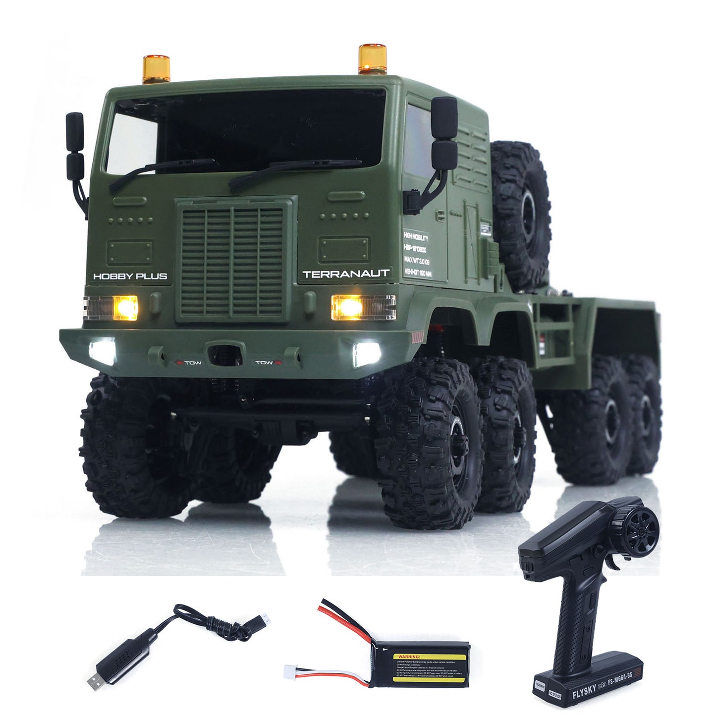 US Stock 1/18 Remote Control Military Truck 8X8 All Wheel Steering Electric RC Off Road Vehicle Model 2Speed Gearbox RTR Metal Chassis