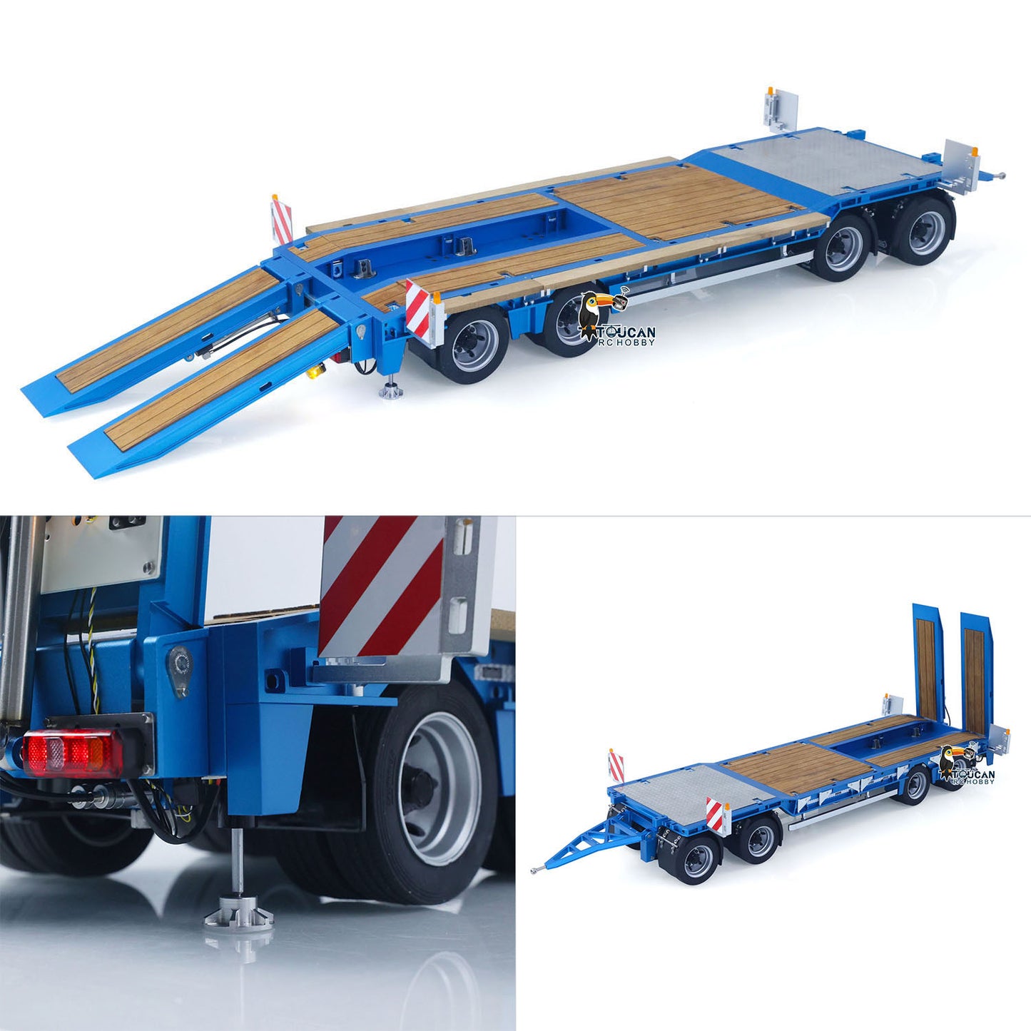 4-Axles Metal Hydraulic Trailer W/ Supported Leg for 1/14 Remote Control Tractor Truck 56379 56375 TAMIYA RC Dumper 56366 RC Lorry Car Model
