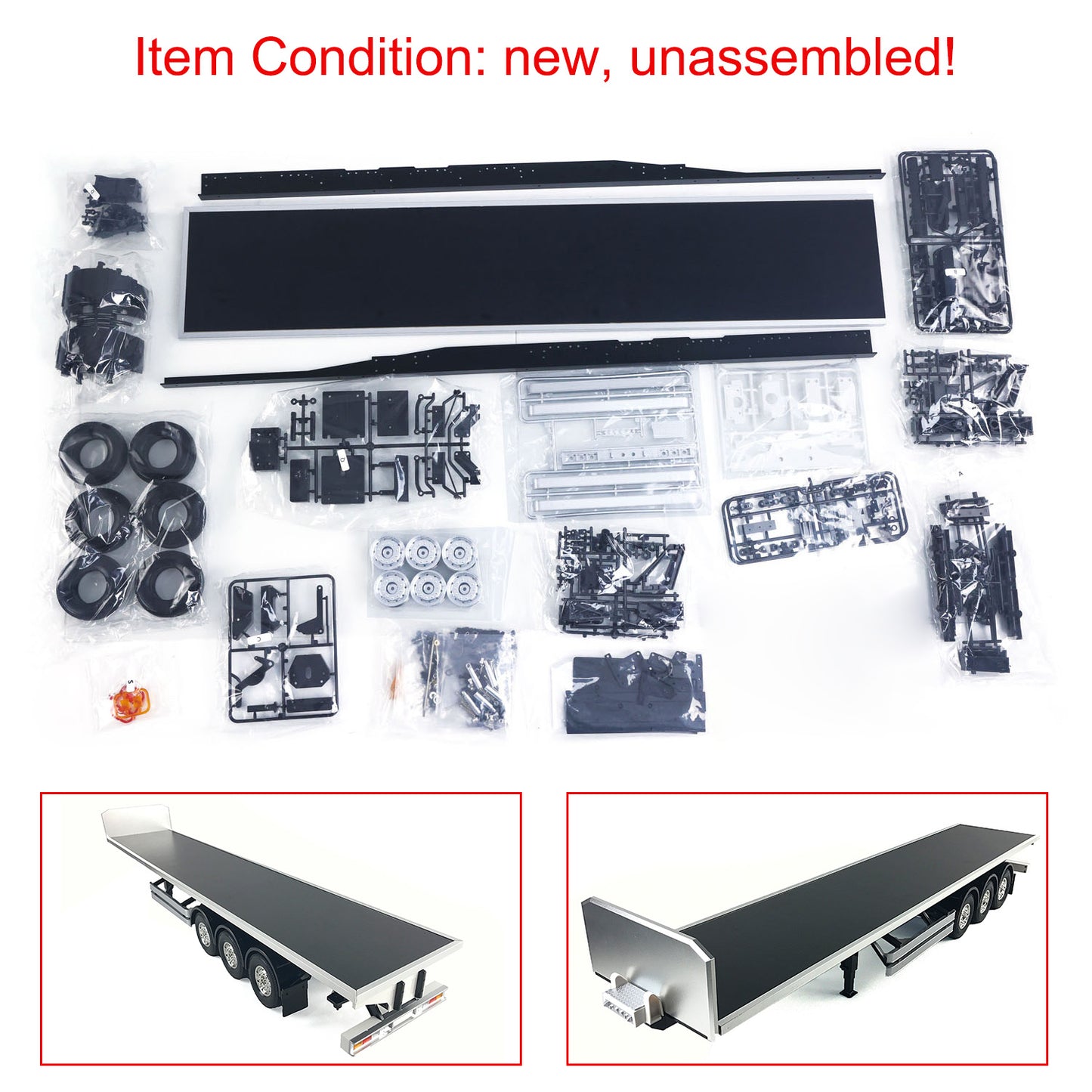 US STOCK TOUCAN RC Chassis Flatbed Semi Trailer for DIY TAMIYA Model 1/14 Tractor Truck