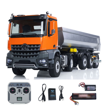 Camion tracteur 4X4 RC Kabolite RTR à l'échelle 1/14, 3 essieux, traction intégrale, avec trémie de levage électrique, remorque à benne basculante, batterie