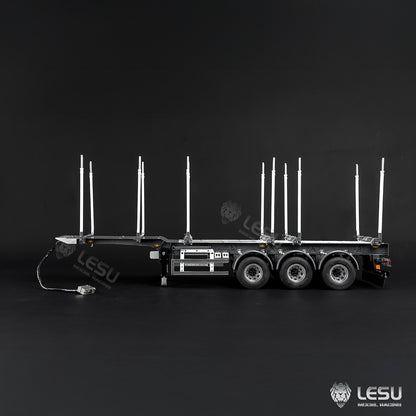 LESU 1/14 Metal Log Semi Trailer RC Wood Transport Car Light Electric Lifting Leg Servo-Controlled Drum Brake for TAMIYA Tractor