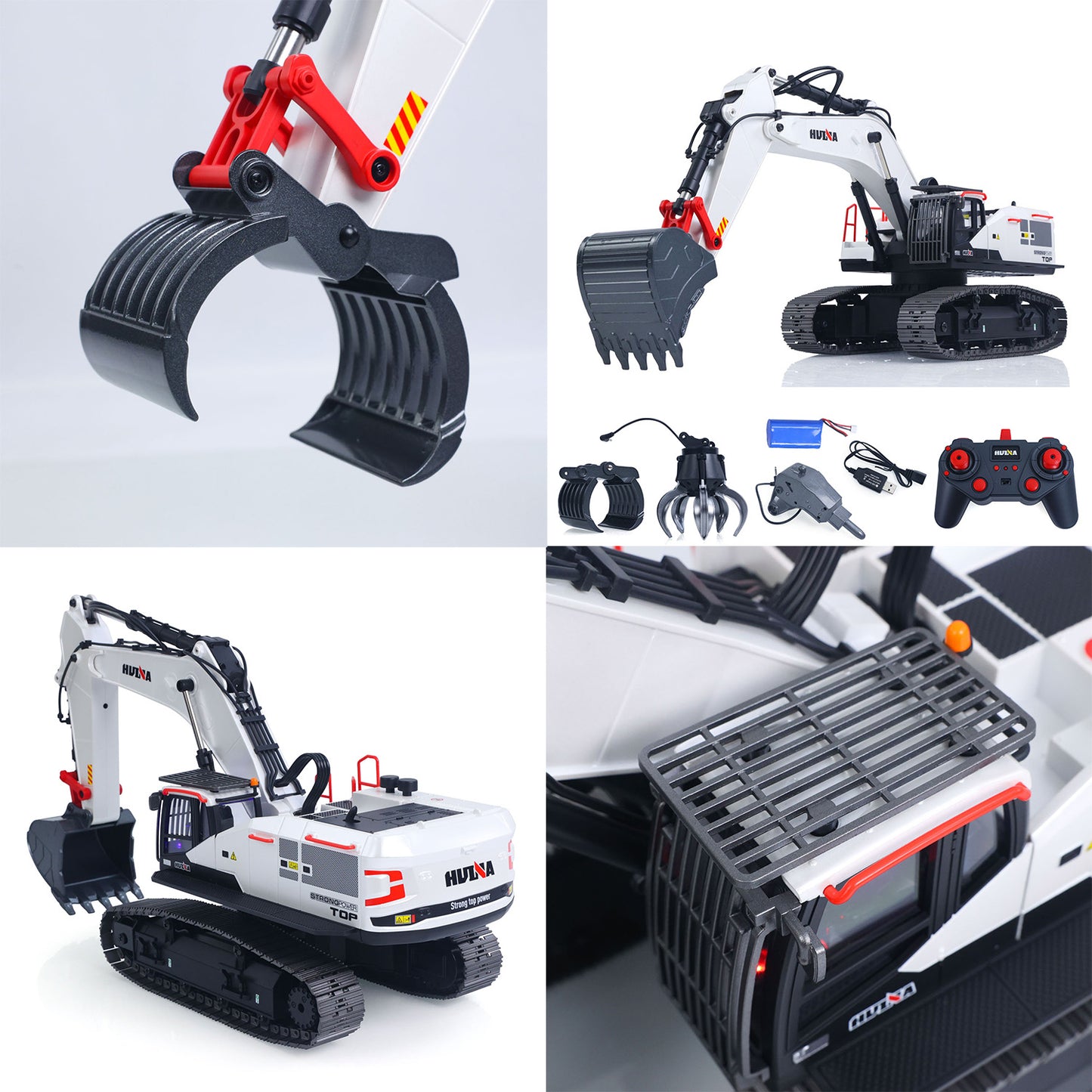 US STOCK 1/14 HUINA RC Metal Excavator Model Toys 1594 Radio Control Digger Light Sound Battery