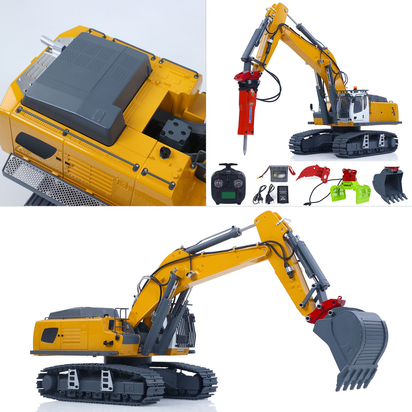 US STOCK KABOLITE 1/18 K962 100S Remote Control Hydraulic Excavator RC Digger Electric Claw Ripper Hammer Construction Car Machine Toys