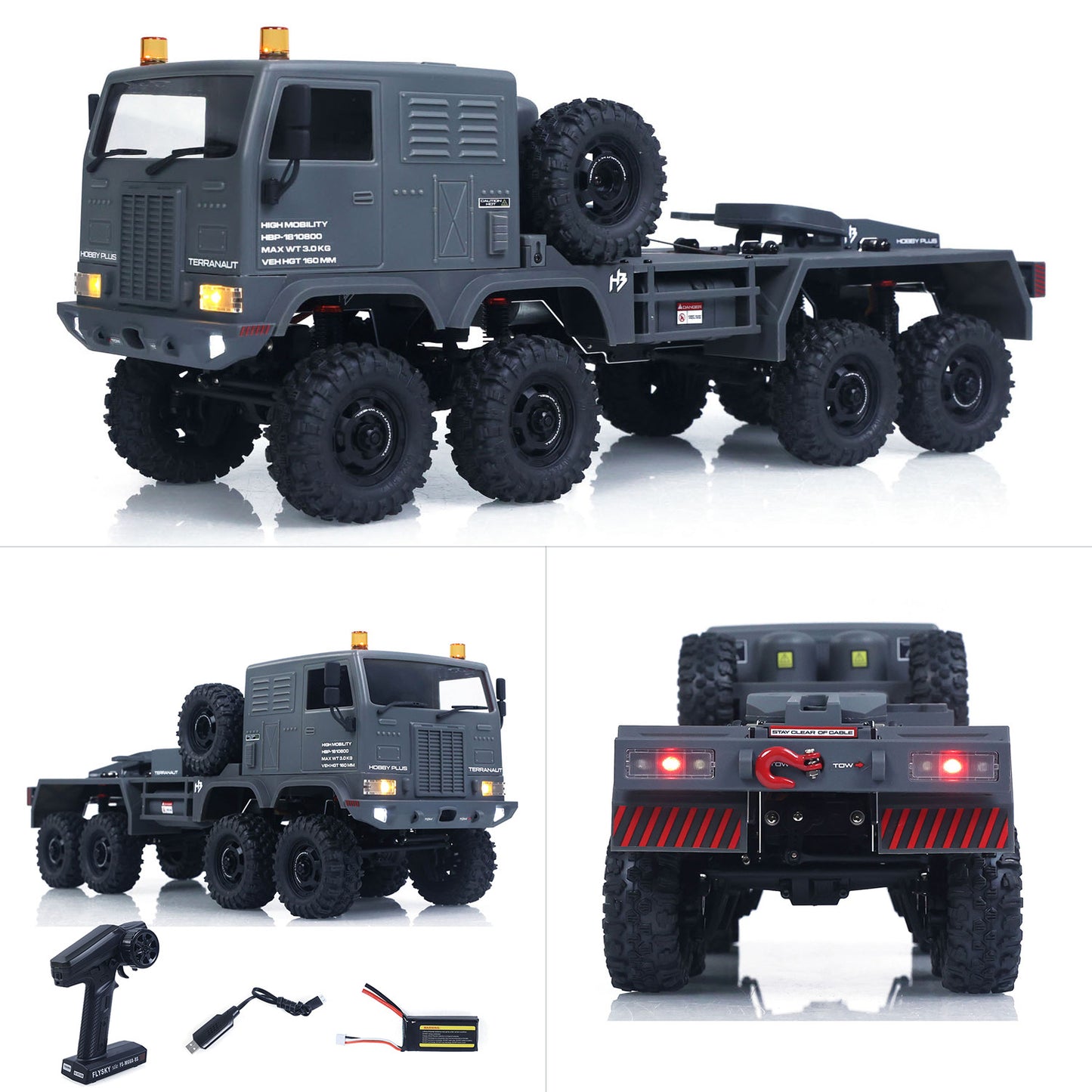 Fast Shipping RTR 1/18 Radio Control Military Truck 8*8 RC Off Road Vehicle 280 Brushed Motor Fifth Wheel Winch Metal Hook All Wheel Steering