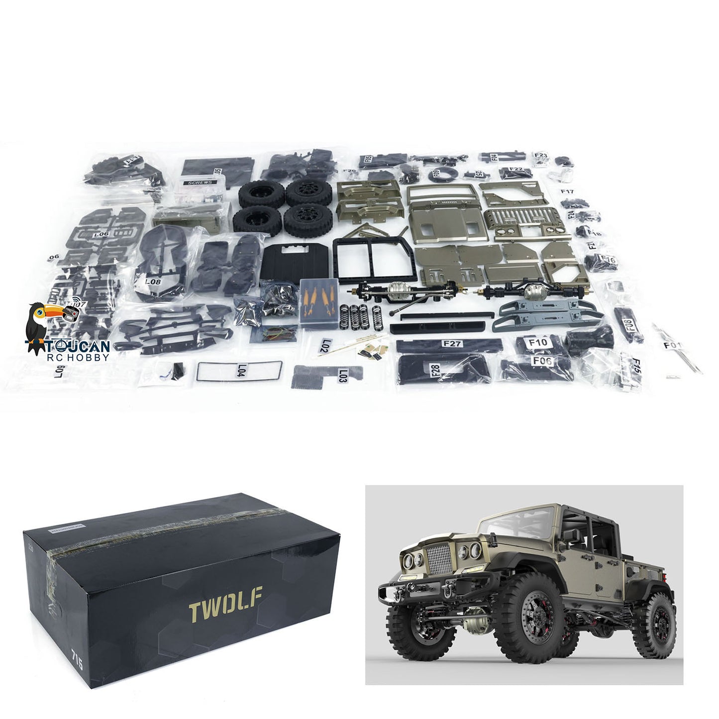 TWOLF 1:10 TW-715 RC Offroad-Vollmetall-CNC-Fernbedienungs-Crawler-KIT