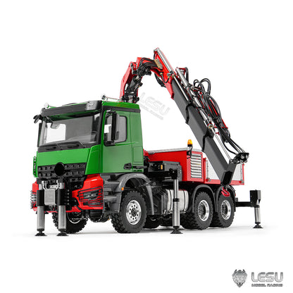 LESU 3363 1/14 Metal RC Hydraulic Crane Truck 8X8 Axle Diff Lock 3Speed Remote Control Lorry 7CH Valve 6 Outriggers Light Sound