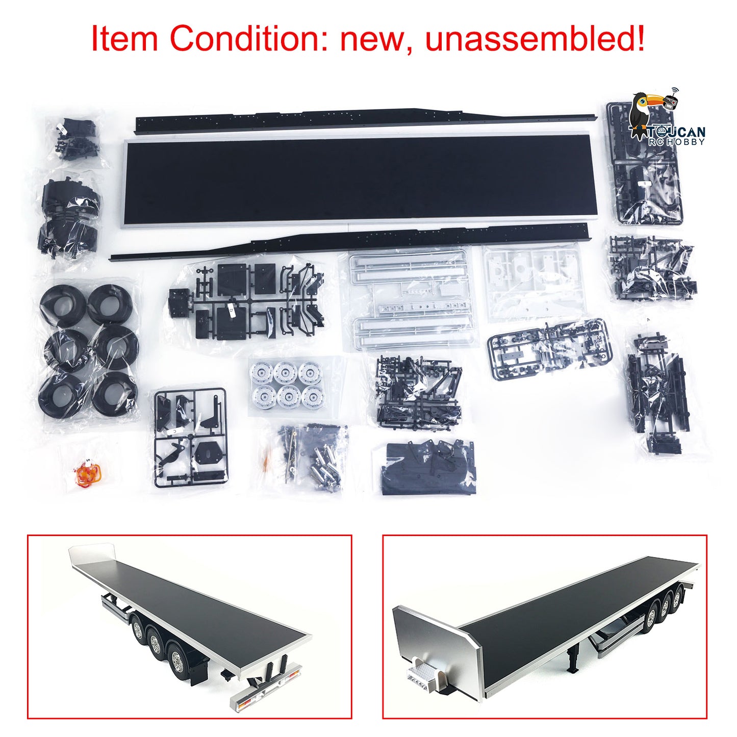 EN STOCK TOUCANRC Châssis à plateau RC Semi-remorque pour camion tracteur DIY TAMIYA 1/14