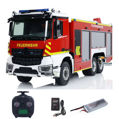 6x4 1/14 RC Fire Vehicles Metal Chassis Remote Control Fire Fighting Truck Model