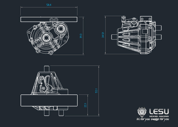 LESU Metall Transfer Fall Differential Sperren Für TAMIYA 1/14 RC Traktor Lkw Dumper