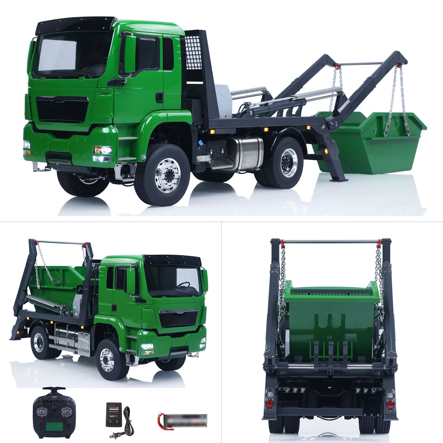 LESU 4X4 1/14 RC Hydraulic Swing Arm Garbage Truck Skip Loader TGS Paintied Car