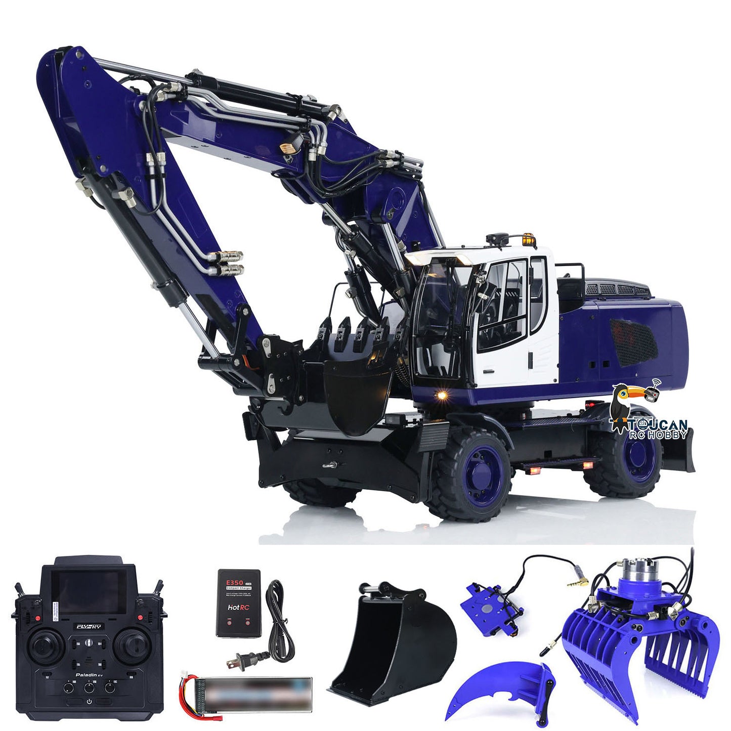 Excavatrice hydraulique à roues RC 1/14 946-3 PL18EV avec télécommande radio Digger Ripper Grab