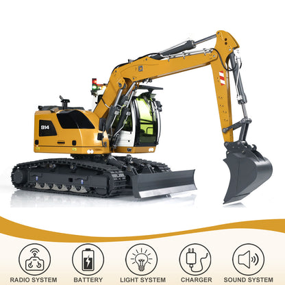 1/14 Radio Controlled Hydraulic Excavator LR 914 5ways Valve RC Digger Model RTR Electric Construction Vehicle Car ST8 Radio Battery