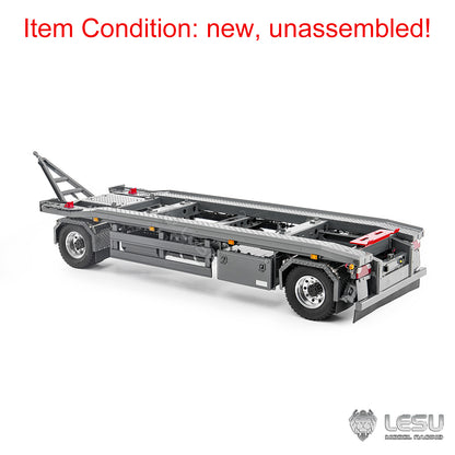 Painted Metal 1/14 RC Trailer A0065 KIT Lights Front Wheel Steerable for LESU Remote Control Hydraulic Roll on off Dumper Tipper