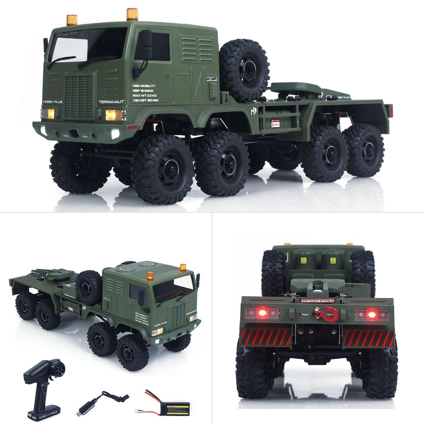 Fast Shipping 1/18 Remote Control Military Truck 8X8 All Wheel Steering Electric RC Off Road Vehicle Model 2Speed Gearbox RTR Metal Chassis