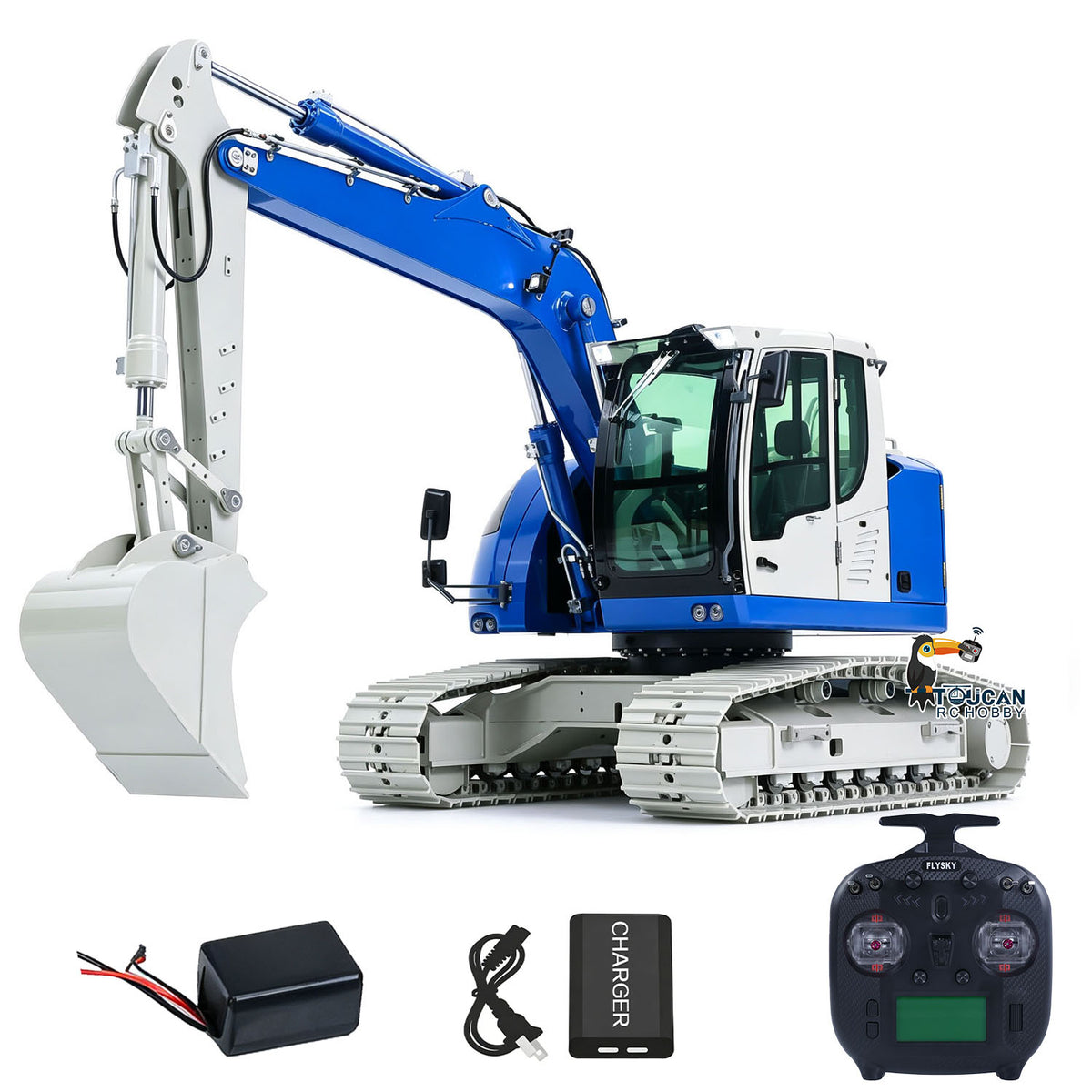 1/14 Metal 2Arms RC Hydraulic Tracked Excavator JDM-208 R920 Radio Control Digger Engineering Vehicle Sound System Battery