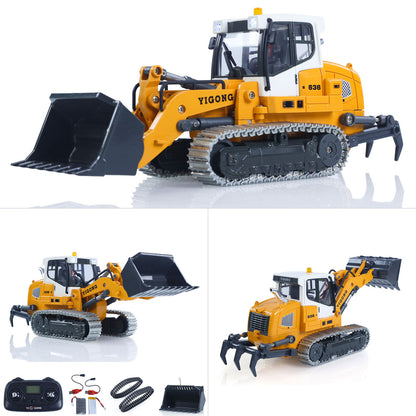 Fast Shipping 1:50 RC Electric Lifting Tracked Loader LR636 2.4G Construction Vehicle Metal Bucket Tracks Ripper RTR Model Light Sound Battery