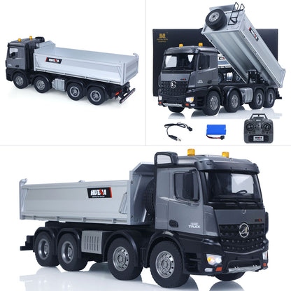 ONLY ONE US STOCK HUINA 1/14 Remote Control Dump Truck 12CH RC Tipper Finished Model Toy Gift RTR Light Sound Effects Radio USB Charging Cable