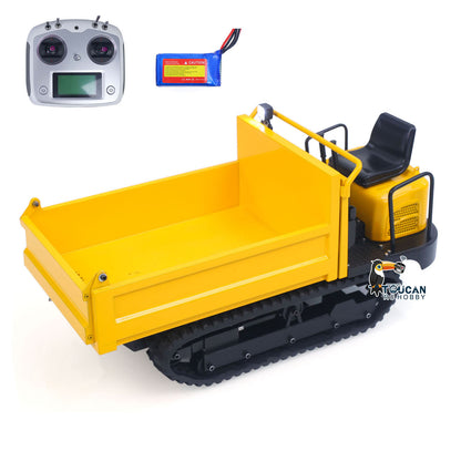 Metal 1/14 Remote Control Hydraulic Crawler Dump Truck RC Tipper Model Engineering Vehicle Light Sound Effect Flysky Radio Construction Machine