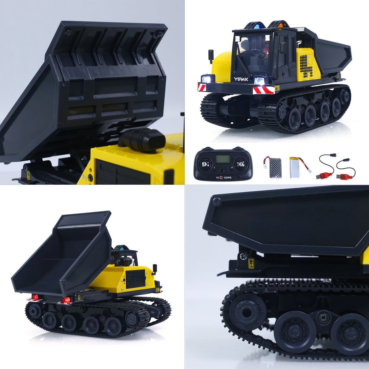 US STOCK 1/50 T14R Panther RTR Electric RC Crawler Dump Truck Construction Vehicle Tracked Tipper Finished Model Toys Lights Sounds Unit
