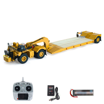 Metal 1/20 RC Heavy Duty Hydraulic Mining Trailer Truck C739D PRO Gooseneck Car Remote Control Construction Machine Raedy to Run Battery