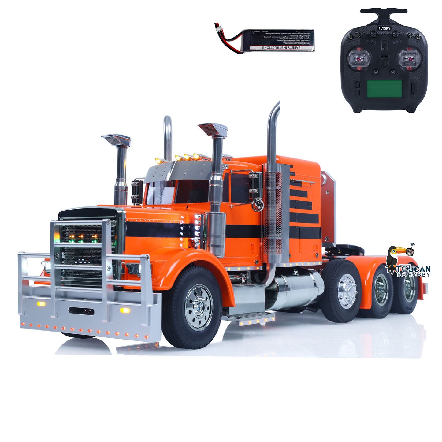 TAMIYA 8X4 1/14 Remote Control Tractor Truck 56344 Grand Hauler TOUCAN Mid Lift Axle Chassis Suspension Flysky Radio Smoke Unit