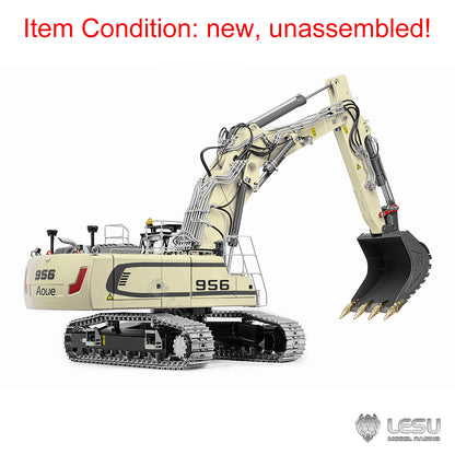 LESU 1/14 Remote Control Metal Hydraulic Excavator Aoue LR956 KIT 3 Arms RC Digger Model 7CH Valve GPS 4MPA Dual Pumps Light ESC