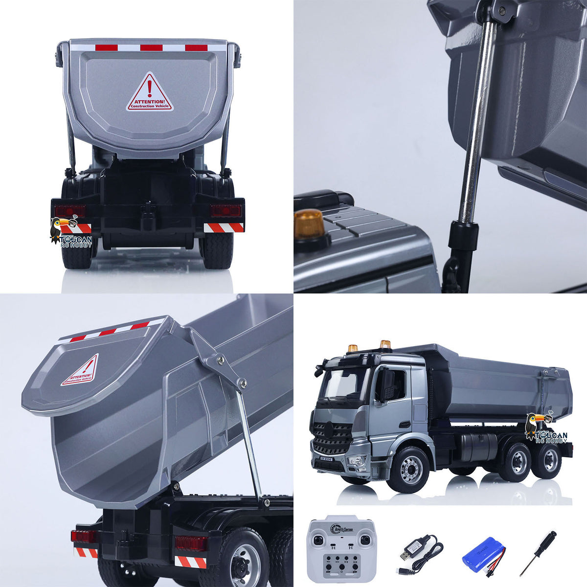 DoubleE E590 003 1/20 RC Dump Truck 6X6 Electric Lifting Remote Control Tipper Metal Gears Sounds Lights Model Vehicle RTR
