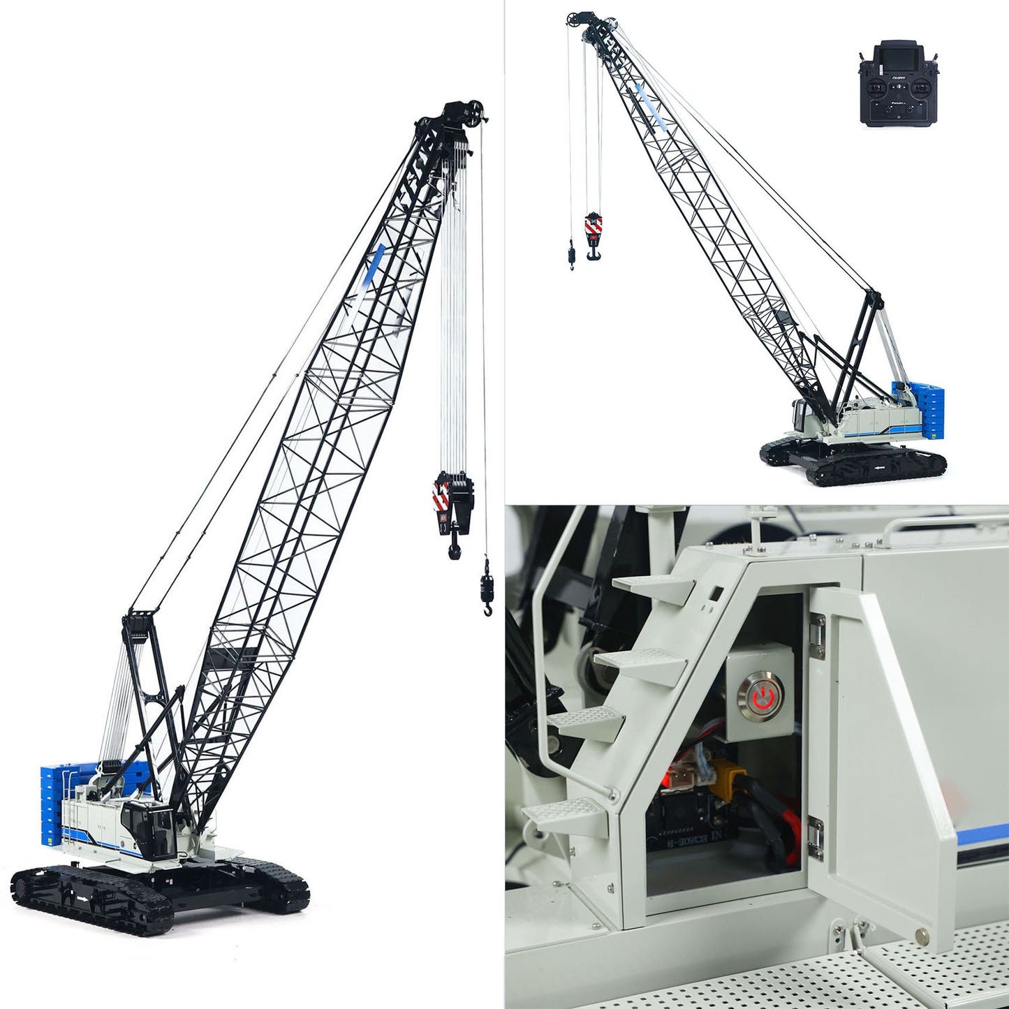 Metal 1/14 RC Hydraulic Crawler Crane C1200 Remote Control Construction Vehicle Ready to Run Flysky PL18 LITE Radio Brushless Motor Battery