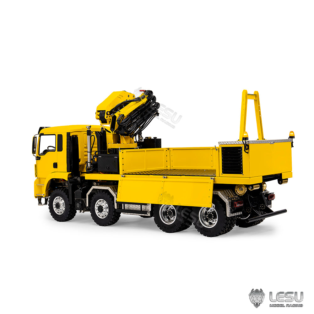2Speed LESU 1/14 RC Hydraulic Roll on off Dumper Truck Crane Model TGS Metal 8x8 Chassis Electric Tipper 2+7CH Valve Axles Lock Lights Sound
