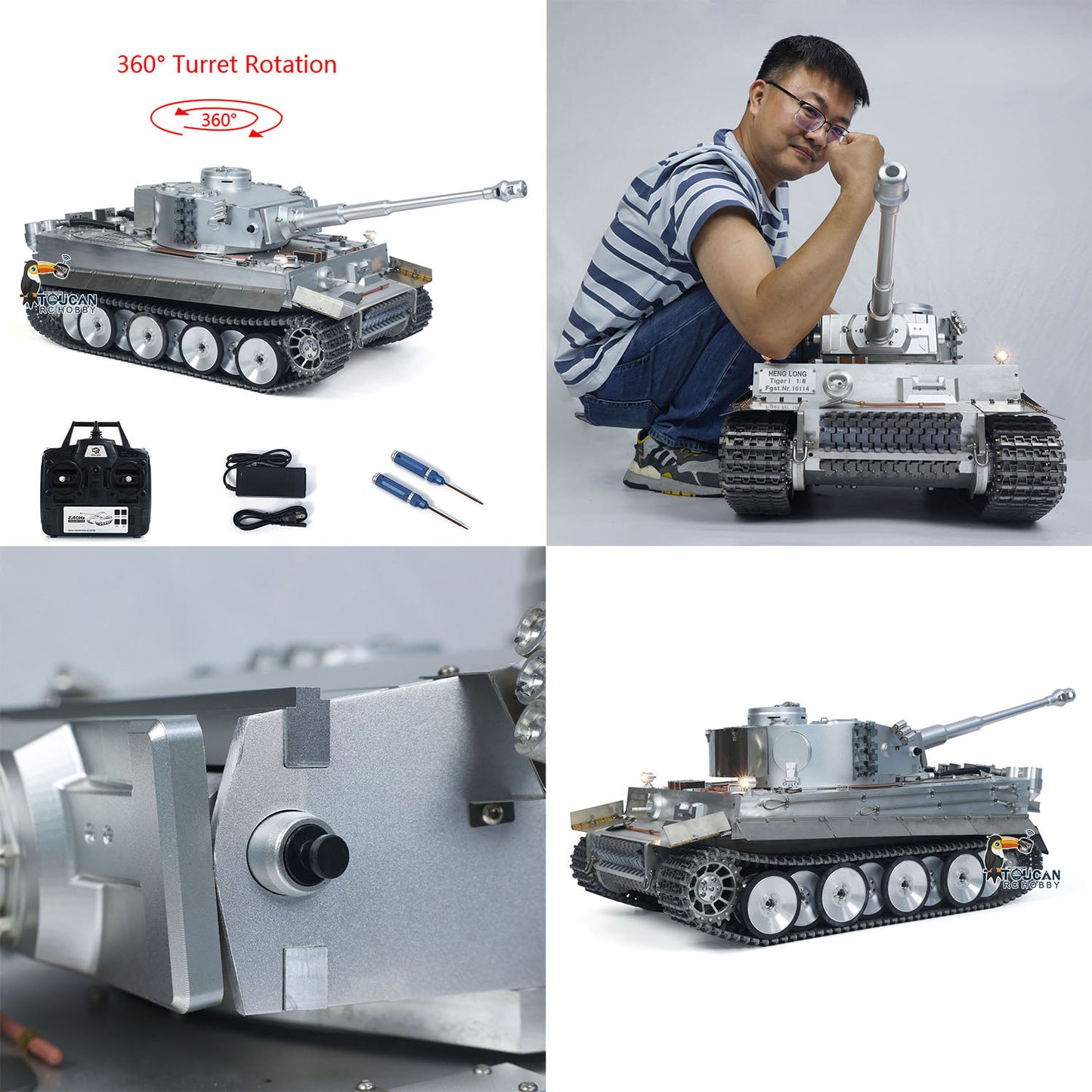 Henglong 1/8 Scale Full Metal German Tiger I RTR RC Tank 3818 Model Tracks Wheel
