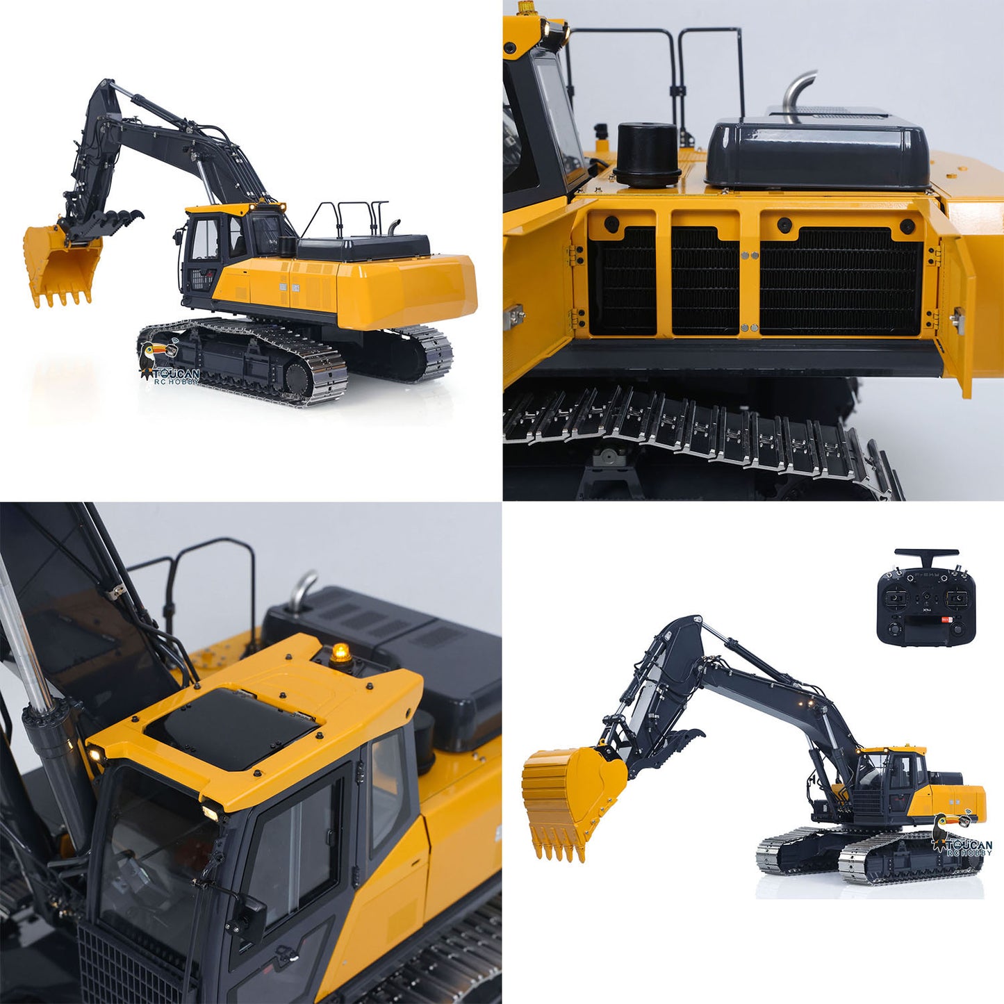 Super Frog 3 Pumps E400 Pro 6CH Valve Thumb Type 1/14 RC Hydraulic Excavator Metal Digger Frsky X14 Radio Sound