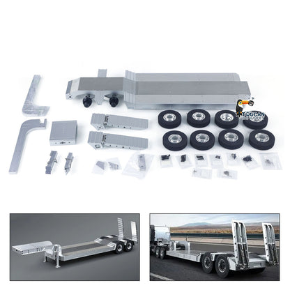 1/14 DoubleE Metal 2 Axels Low Trailer Flatbed E012 001 for Remote Control Tractor Truck E113 RC Lorry Car Model Upgrade Parts