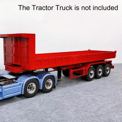 1/14 Full Metal 3Axles Remote Control Low Bed Dump Trailer Tipper Cars Electric Legs  for Tamiya LESU RC Tractor Truck No Battery and Charger