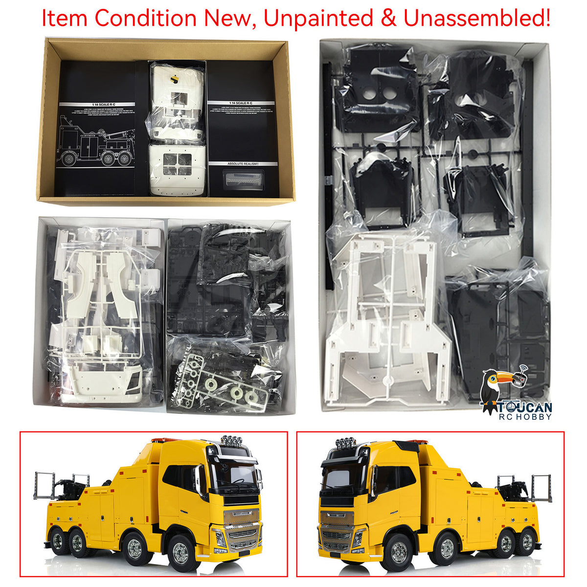 1/14 8x4 Unpainted Unassembled RC Tow Tractor Remote Controlled Truck Electric Cars Lorry Model DIY Motor