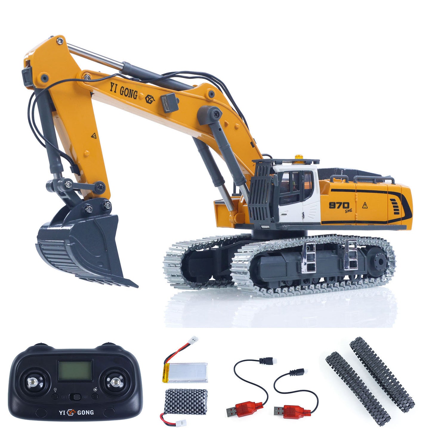 US STOCK 1/50 RC Excavator K970 Engineering Vehicle Remote Control Electric Lifting Digger Metal Bucket Tracks Light Sound RTR Battery