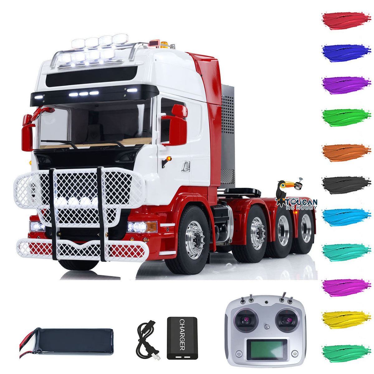 TOUCAN 1/14 8X8 RC Tractor Truck Metal RTR Remote Control Car 2-speed Transmission
