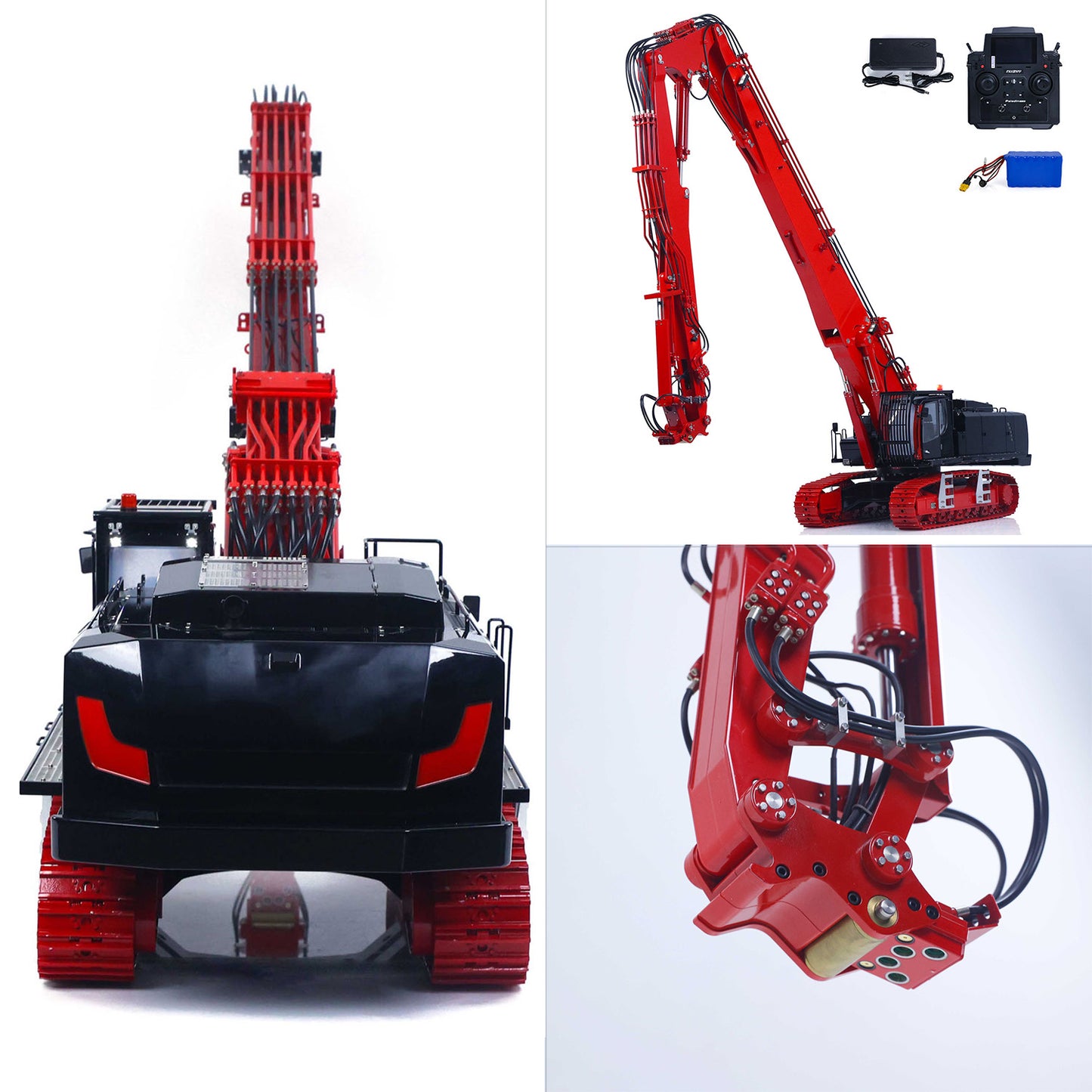 CUT 1/14 K970-300 Metal RC Hydraulic Excavators Model Remote Control Demolition Machine 5048 Brushless Motor CNC Alloy Chassis Charger Battery PL18EV Lite Light Sound