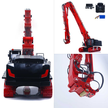 CUT 1/14 K970-300 Metal RC Hydraulic Excavators Model Remote Control Demolition Machine 5048 Brushless Motor CNC Alloy Chassis Charger Battery PL18EV Lite Light Sound