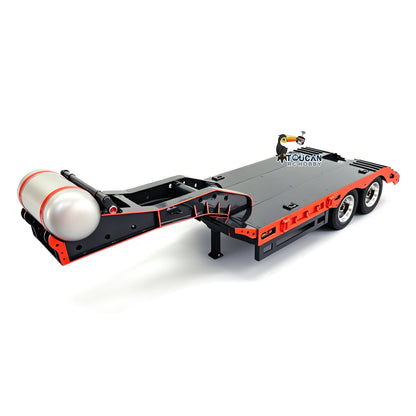TOUCAN 1/14 Metal 2 Axle Flatbed Trailer Manual Width Adjustable 18-23cm with Lights Stainless Steel Wheels for RC Tractor Truck Model