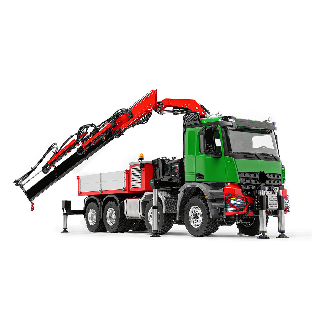 LESU 3363 1/14 Metal RC Hydraulic Crane Truck 8X8 Axle Diff Lock 3Speed Remote Control Lorry 7CH Valve 6 Outriggers Light Sound