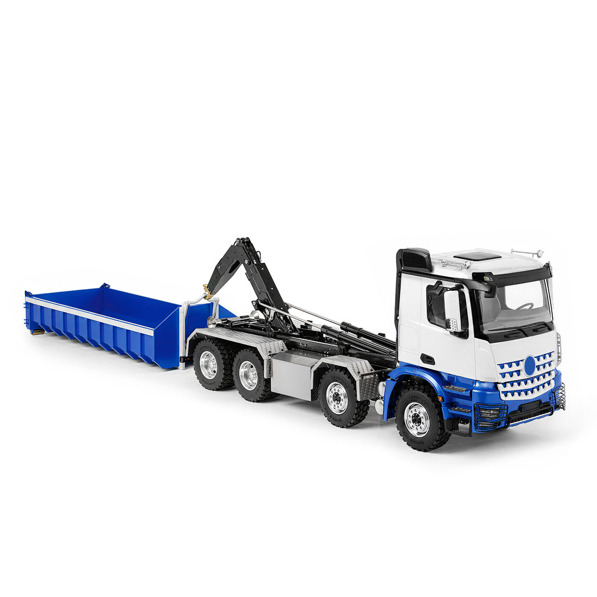 LESU Z0096/Z0088 1/14 RC Hydraulic Roll Off Dump Truck 8x8 Metal Chassis Tipper Model 3 Speed Gearbox Differential Lock Light Sound