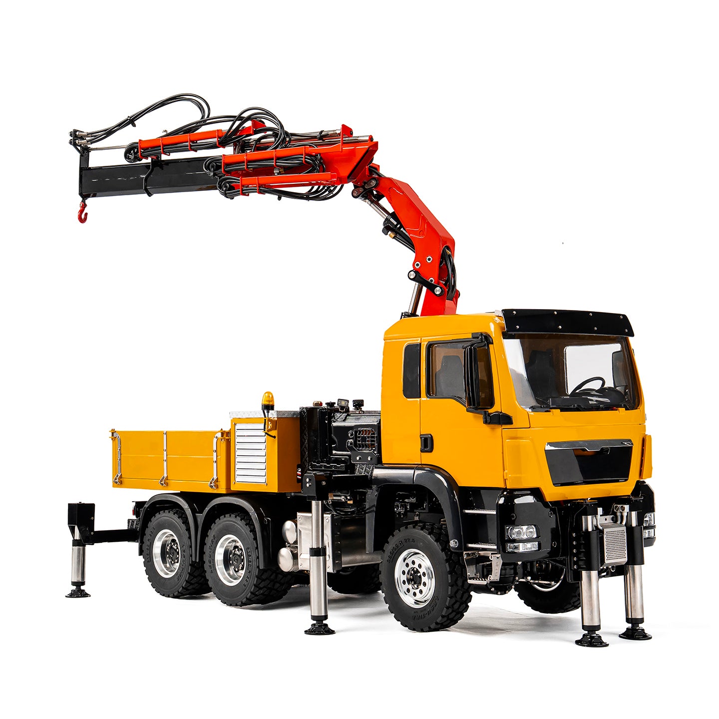 LESU 6X6 Metal 1/14 RC Hydraulic Crane Truck 3Speed Remote Control Lorry Car 7CH Valve 4MPA 6 Outriggers Sound Axle Diff Lock